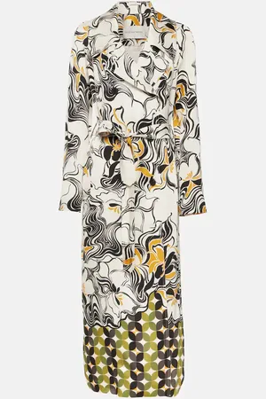 DRIES VAN NOTEN Abrigo cruzado de satén estampado