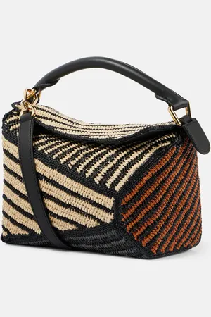 Loewe Bolso Puzzle Edge Small de rafia y piel