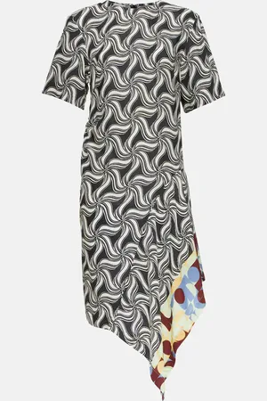 DRIES VAN NOTEN Vestido midi asimétrico estampado