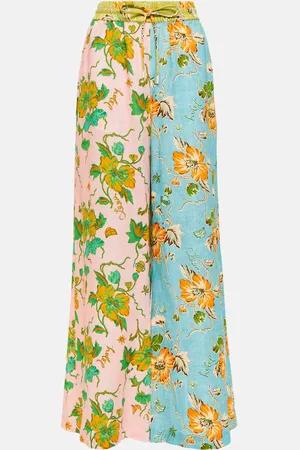 ALÉMAIS Alémais Pantalones anchos de lino floral