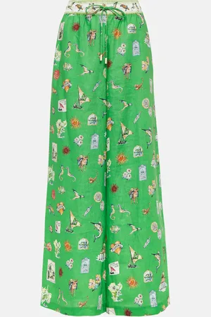 ALÉMAIS Alémais Pantalones anchos de lino estampados