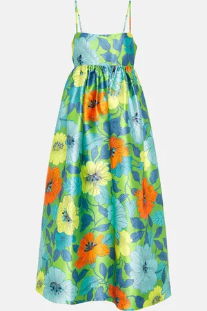 ALÉMAIS Alémais Vestido midi de satén floral