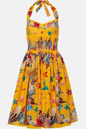 Dolce & Gabbana Vestido midi Capri de algodón fruncido