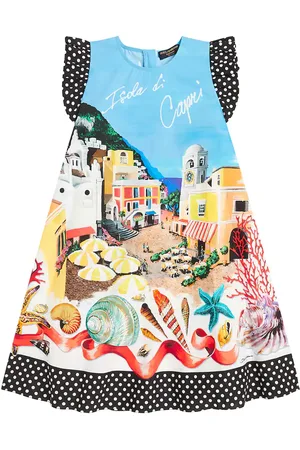 Dolce & Gabbana Vestido Capri de popelín de algodón estampado