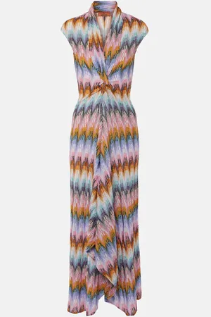 Missoni Vestido largo de lamé en zigzag drapeado