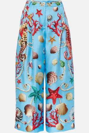 Dolce & Gabbana Culottes Capri de seda de tiro alto estampados