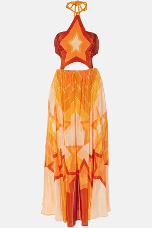 Farm Rio Vestido midi Gradient Stripes con aberturas