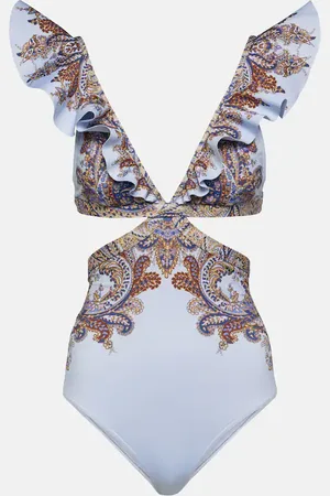 ZIMMERMANN Bañador Ottie con paisley y volantes