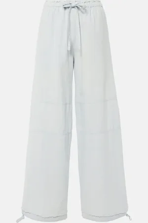 Acne Studios Pantalones de tiro medio de algodón y lino