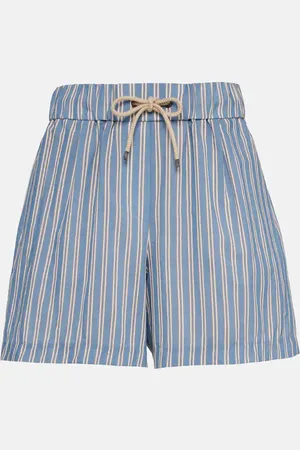Brunello Cucinelli Shorts de algodón y seda a rayas