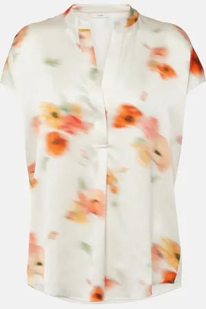 Vince Blusa de satén de seda floral