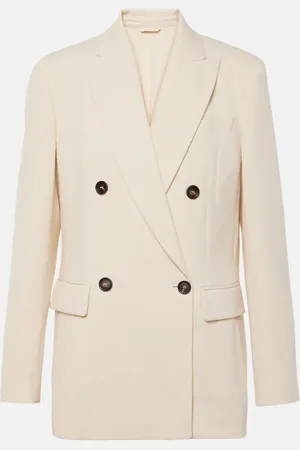 Brunello Cucinelli Blazer cruzado de mezcla de algodón