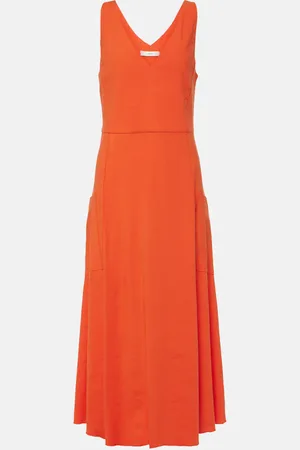 Vince Vestido midi de mezcla de lino