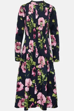Oscar de la Renta Vestido midi de mezcla de algodón floral