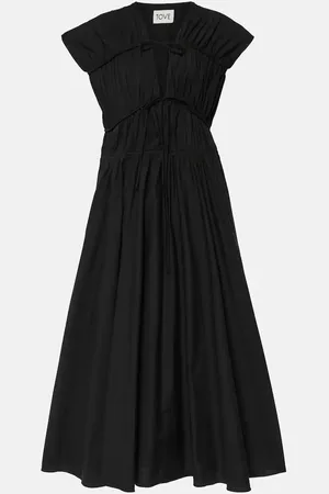 TOVE Vestido midi Ceres de algodón fruncido