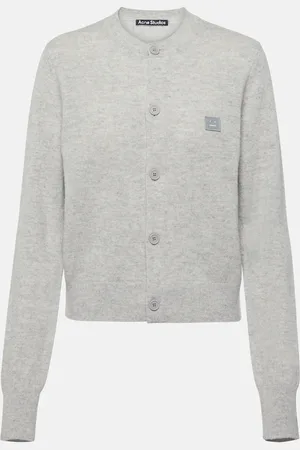 Acne Studios Cárdigan de lana con cuello redondo y logo