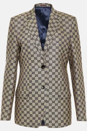 Gucci Blazer de lona de mezcla de lino con GG