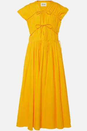 TOVE Vestido midi Ceres de algodón fruncido