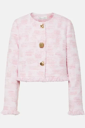 Oscar de la Renta Chaqueta cropped de tweed con flecos
