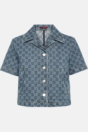 Gucci Crop top de denim con GG en jacquard