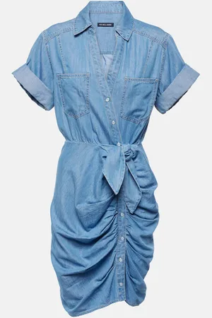 VERONICA BEARD Vestido camisero Hensley fruncido de denim