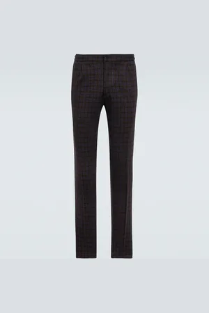 Kiton Pantalones chinos de lana a cuadros