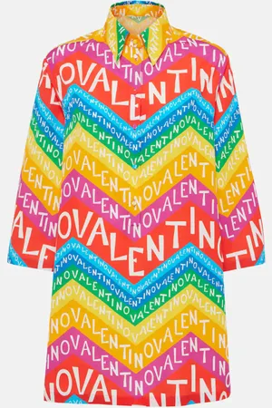 VALENTINO Vestido camisero de algodón con logo