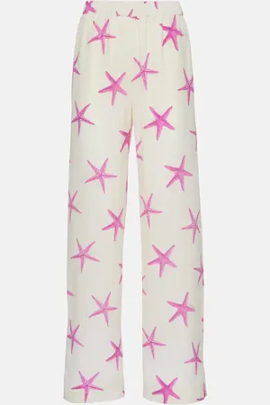 VALENTINO Pantalones anchos de seda de tiro alto