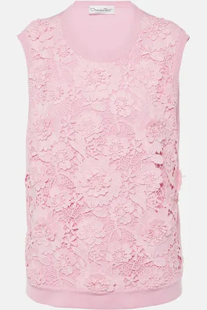 Oscar de la Renta Top con encaje floral