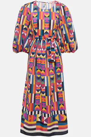 ERES Vestido midi de algodón y seda estampado