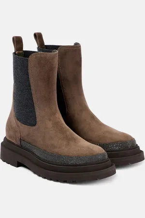 Brunello Cucinelli Botas chelsea de ante con cuentas Monili