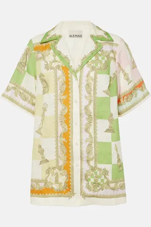 ALÉMAIS Alémais Camisa Checkmate de lino estampada
