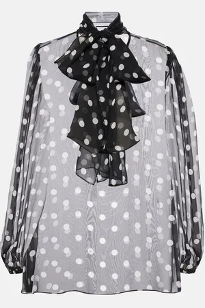 Dolce & Gabbana Blusa de chifón de seda con lunares y lazo