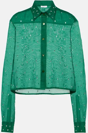 Oseree Oséree Camisa Gem de algodón y seda con cristales