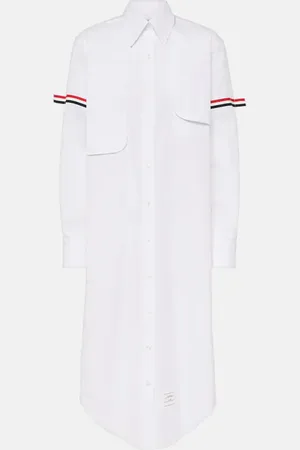 Thom Browne Vestido camisero de algodón a rayas con RWB Stripe