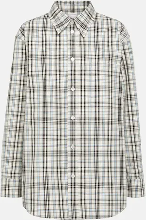 Bottega Veneta Camisa de algodón a cuadros