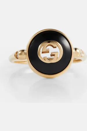 Gucci Anillo Interlocking de oro de 18 ct con ónice y diamantes