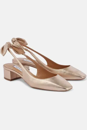 Aquazzura Salones destalonados Very Bow 35 de piel metalizada