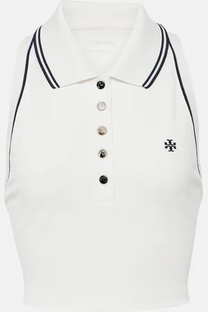Tory Burch Polo cropped de piqué con logo