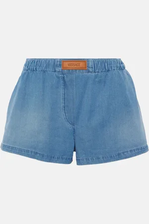 VERSACE Shorts de denim con logo