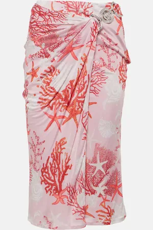 VERSACE Falda midi Barocco Sea de jersey fruncida