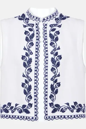 Loro Piana Chaleco Dabney de lino bordado