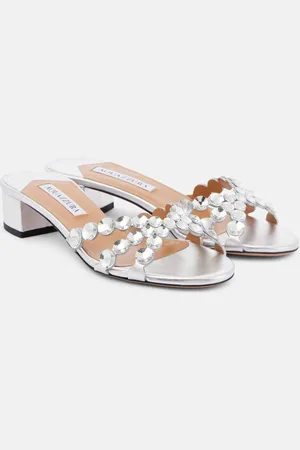 Aquazzura Mules Crystal Mirage de piel adornada