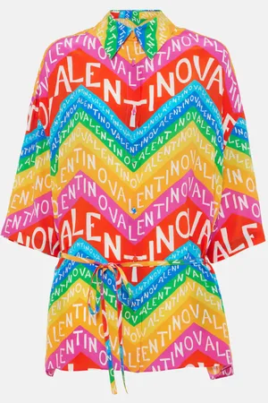VALENTINO Vestido camisero de seda con logo