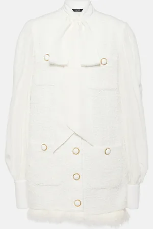 Balmain Vestido corto de tweed con lazada