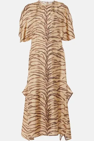 Stella McCartney Vestido midi de seda estampado