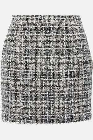 Alessandra Rich Minifalda de tweed lamé a cuadros