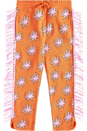 Stella McCartney Pantalones de algodón estampados con flecos