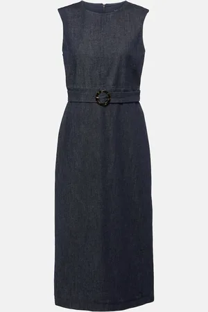 Max Mara Vestido midi de denim con cinturón