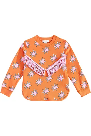 Stella McCartney Sudadera de algodón estampada con flecos